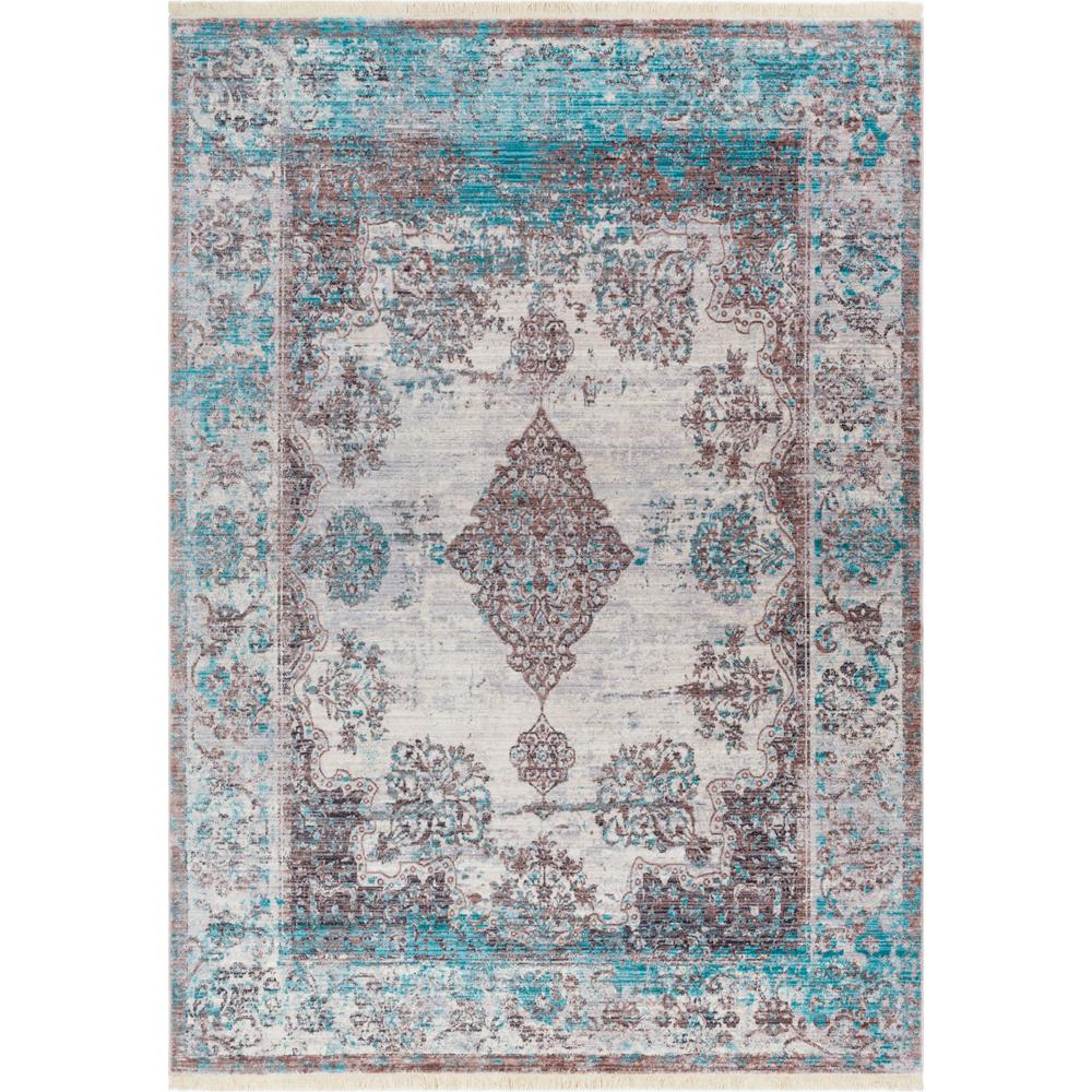 Well Woven Global Treasures Zahra Blue 8 Ft X 10 Modern Vintage Medallion Antique Look Area Rug