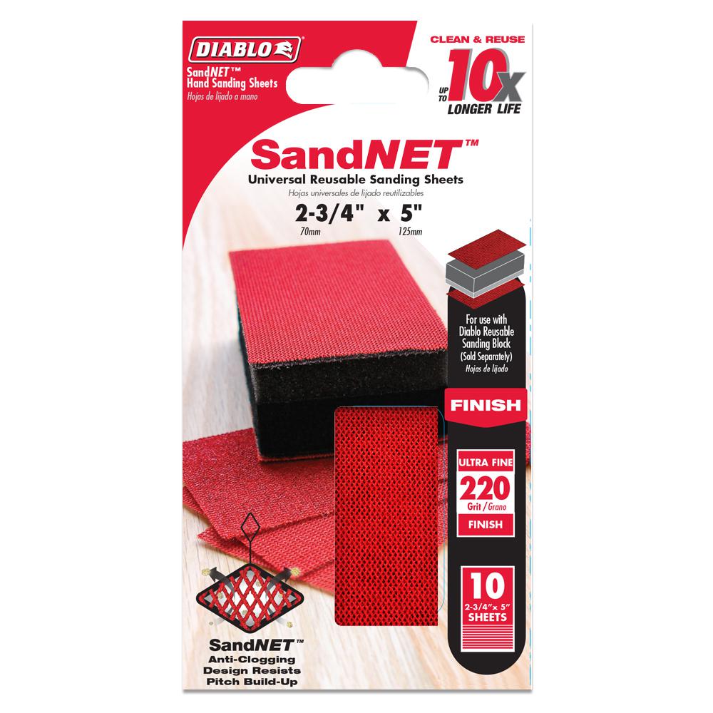 DIABLO Sand NET Dual Density Hand Sanding Sheets 220 Grit (10Pack