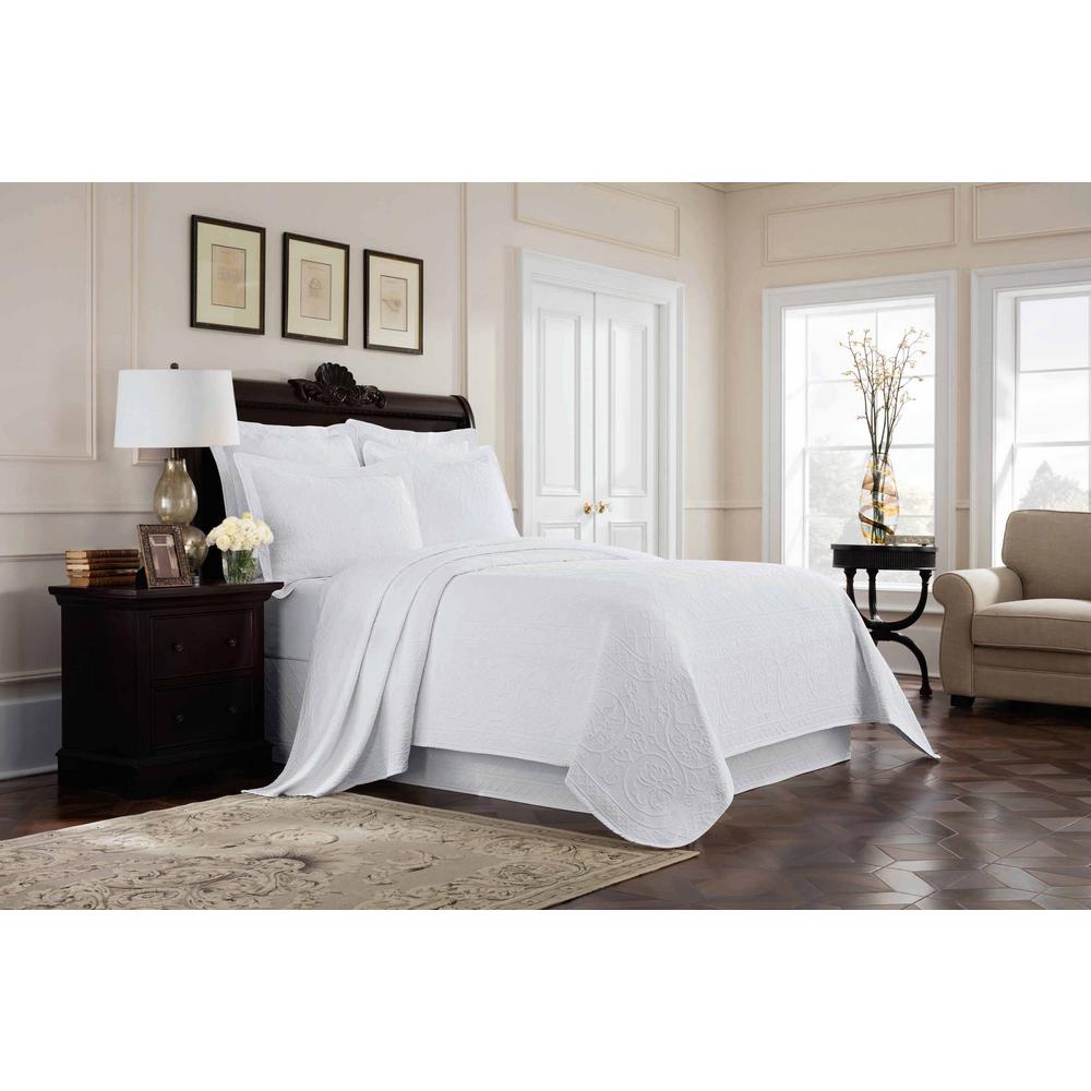 The Company Store Madelyn Matelasse 18 in. Drop White Solid Queen Bed