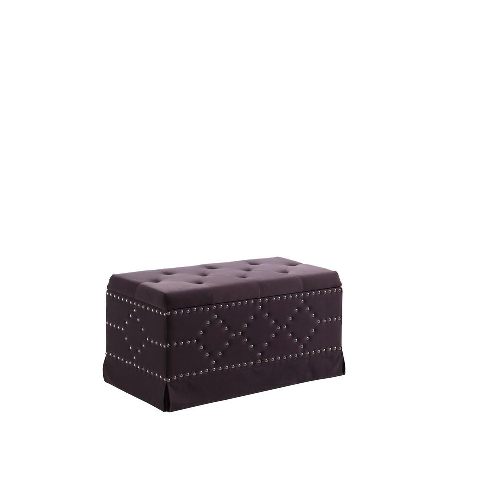 Gray Velvet Chrome Nailhead Studs Tufted Storage Bench Hb4780 The Gray Velvet Chrome Nailhead Studs Tufted Storage Bench