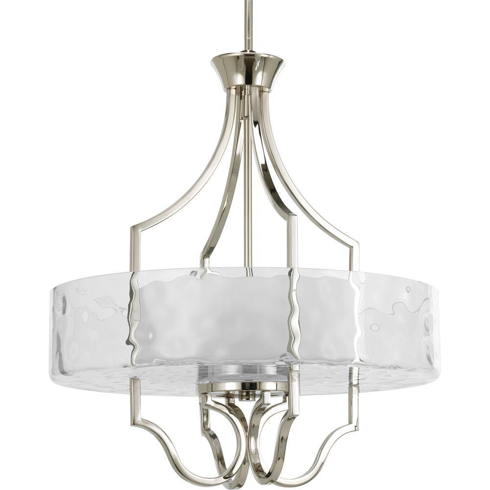 Progress Lighting Caress Collection 3-Light Polished Nickel Foyer Pendant