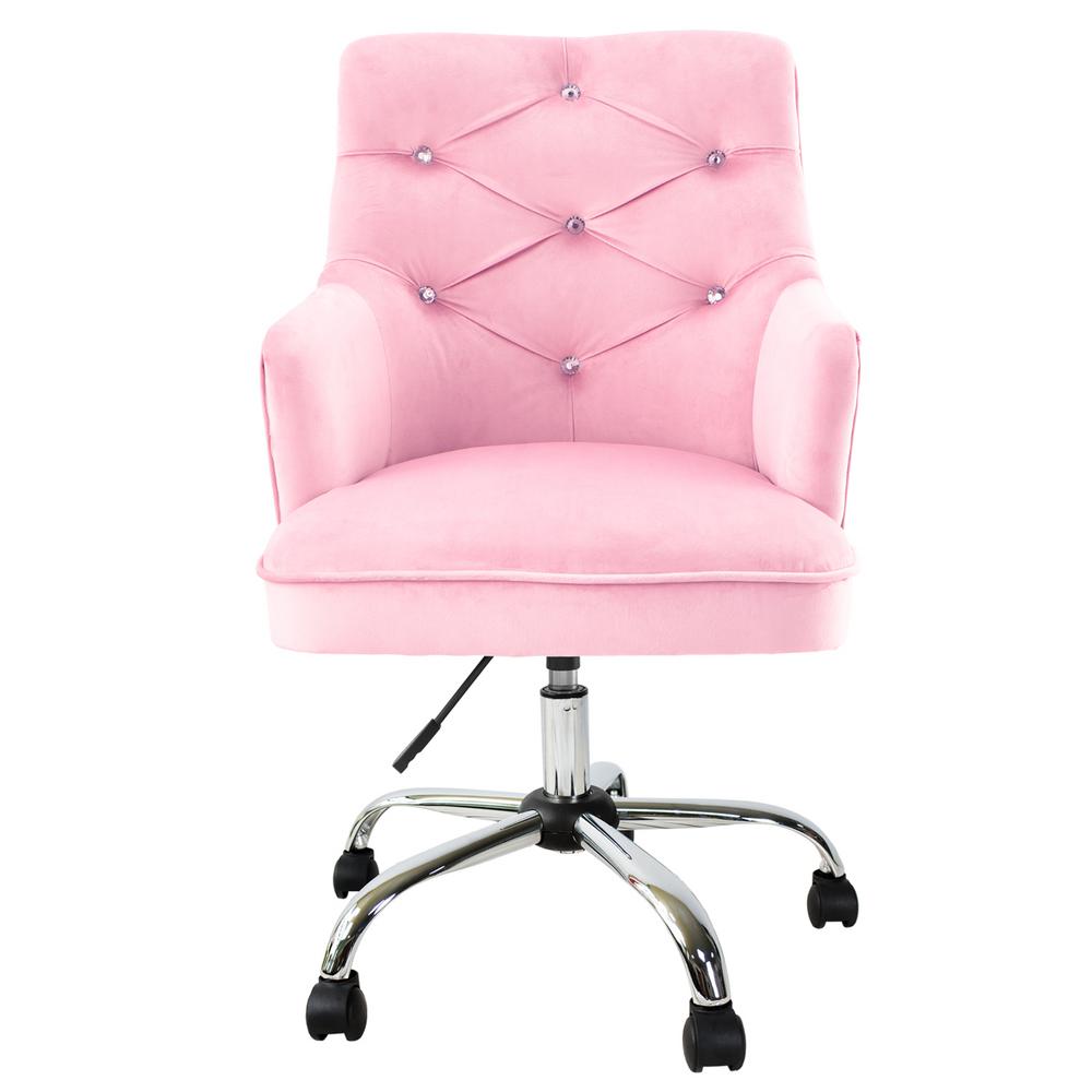Boyel Living Tufted Pink Velvet Swivel Office Chair with Adjustable