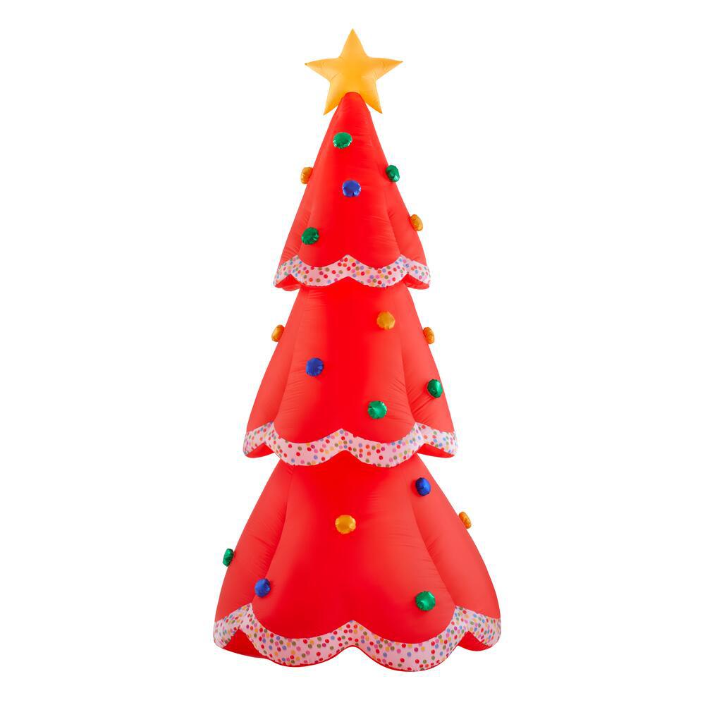 Airblown 12.12 ft. Inflatable Fuzzy Plush Red Christmas Tree-12 - The  Home Depot