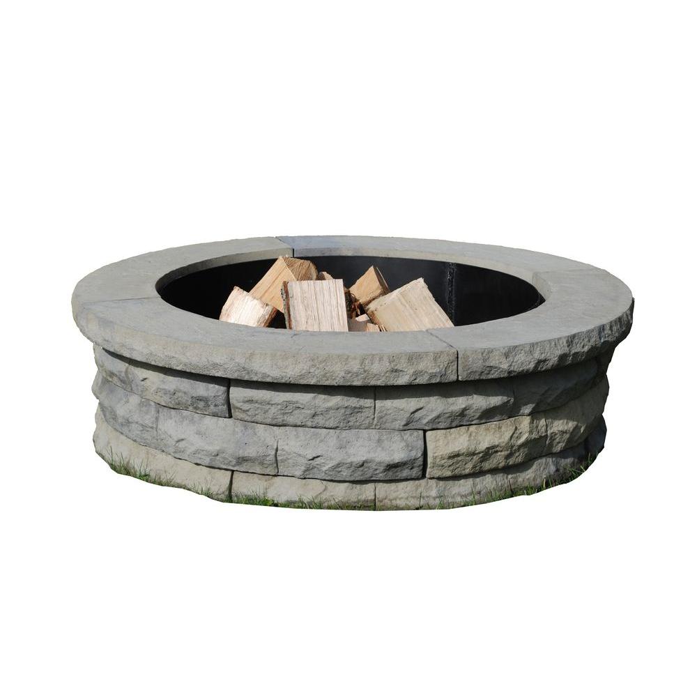 Gray Nantucket Pavers Fire Pits Outdoor Heating The Home Depot