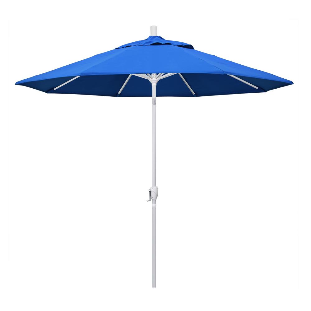 California Umbrella 9 Ft Aluminum Market Push Tilt M White Patio Umbrella In Royal Blue Olefin Gspt908170 F03 The Home Depot