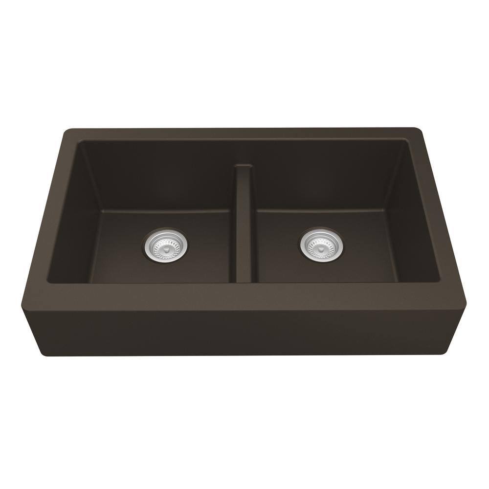 Karran Retrofit Farmhouse Apron Front Quartz Composite 34 in. Double