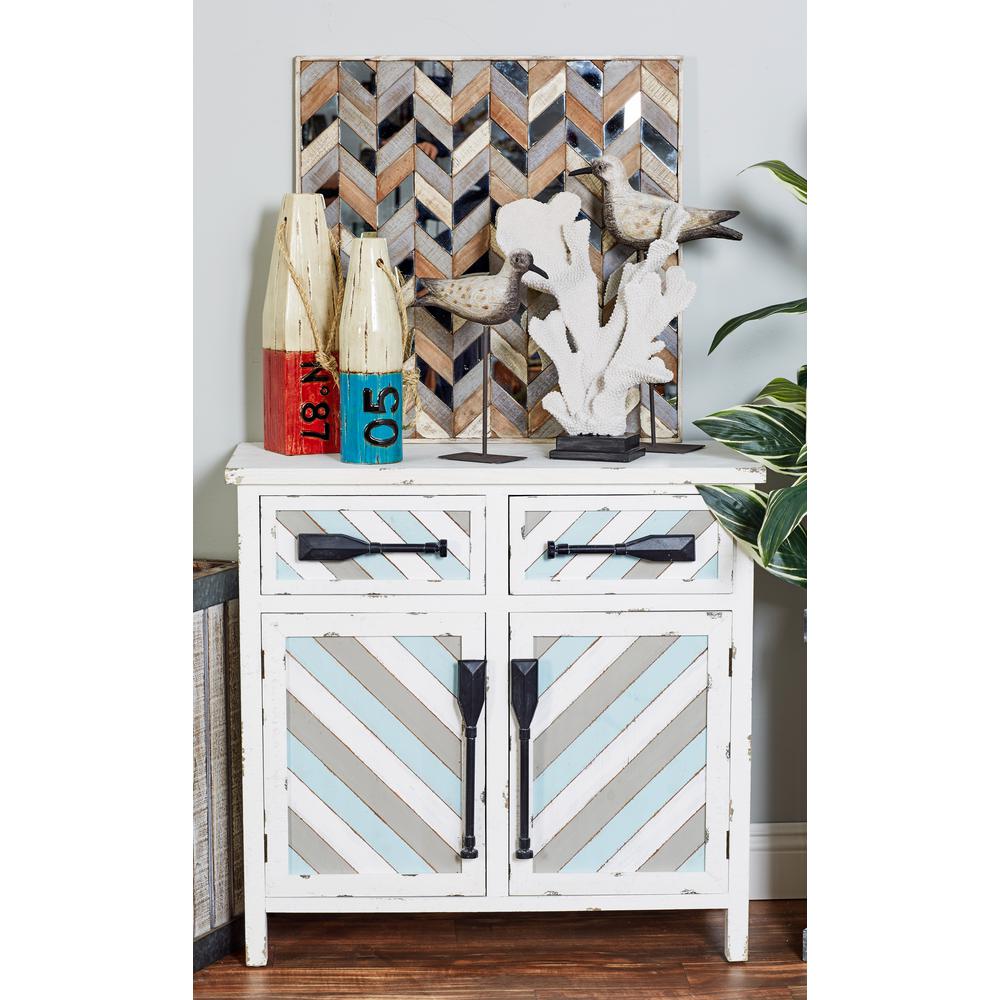 Litton Lane White 2 Drawer Fl Cabinet 37840 The Home Depot White Wooden Cabinet With Oar Handles And Blue Gray Accents