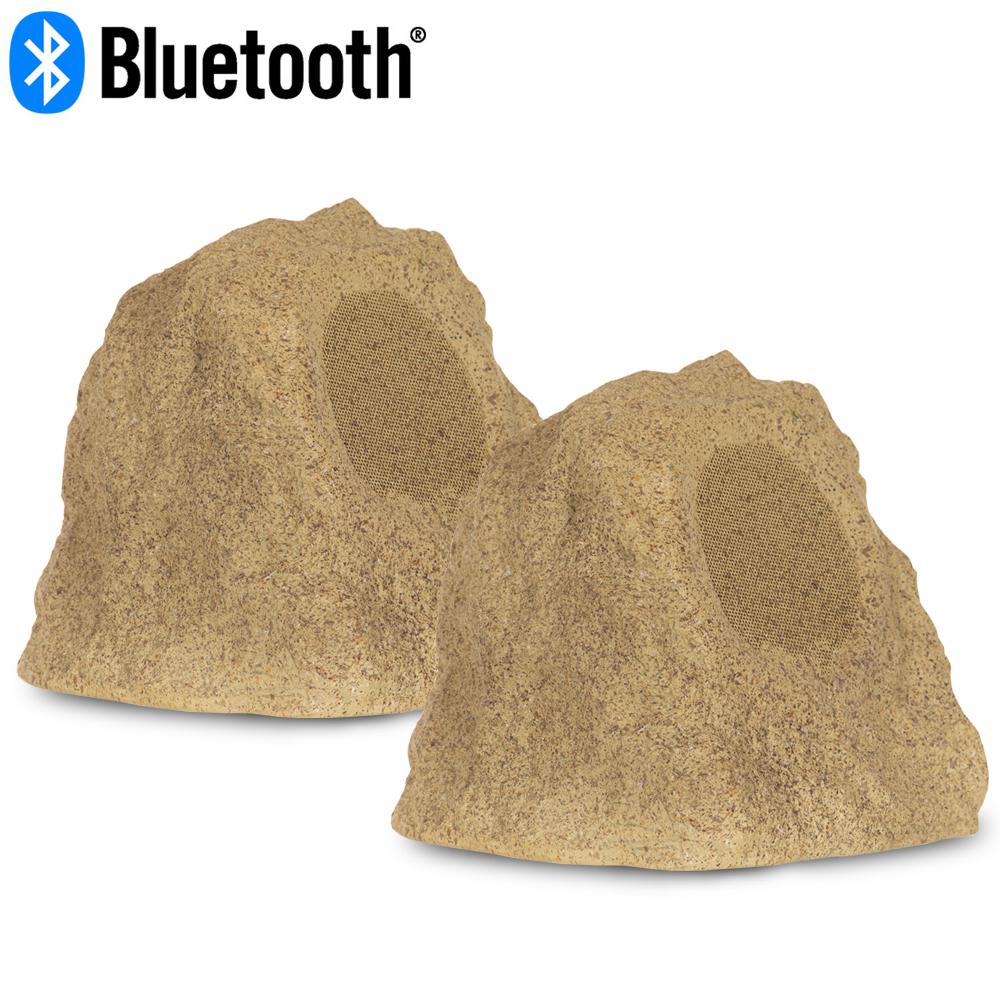 Theater Solutions By Goldwood Wireless 120 Watt Rechargeable Wireless 120 Watt Rechargeable Bluetooth Rock Speaker Pair Sandstone
