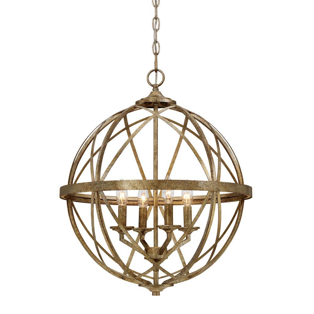 Lakewood Collection 4Light Vintage Gold Sphere Pendant2284VG The