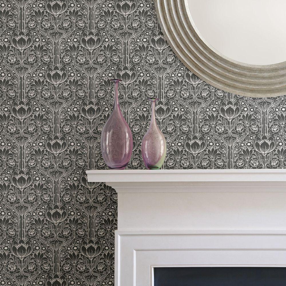 Beacon House Fusion Grey Ombre Damask Wallpaper-2535-20644 - The Home Depot