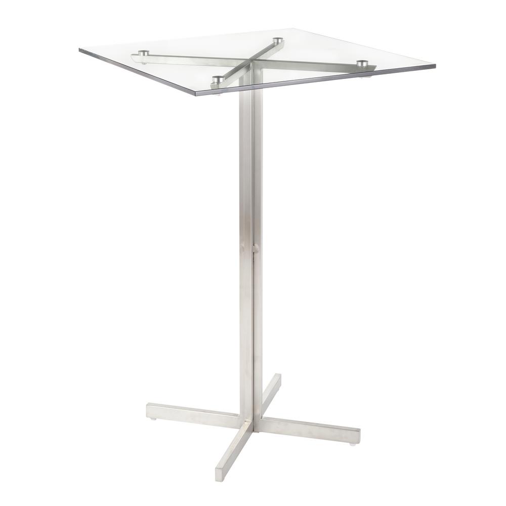 Lumisource Fuji Stainless Steel Square Bar Table With Clear Lumisource Fuji Stainless Steel Square Bar Table With Clear