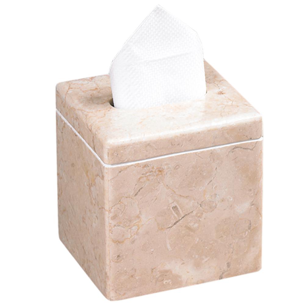 Creative Home Notch Natural Marble Tissue Box Cover in Champagne Color ...