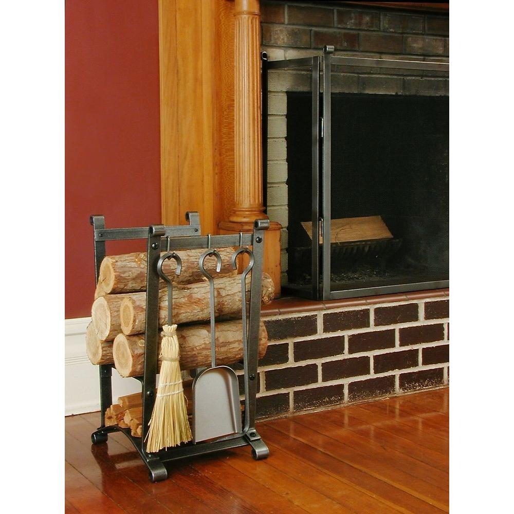 Enclume Handcrafted Compact Curved Firewood Rack With Tools