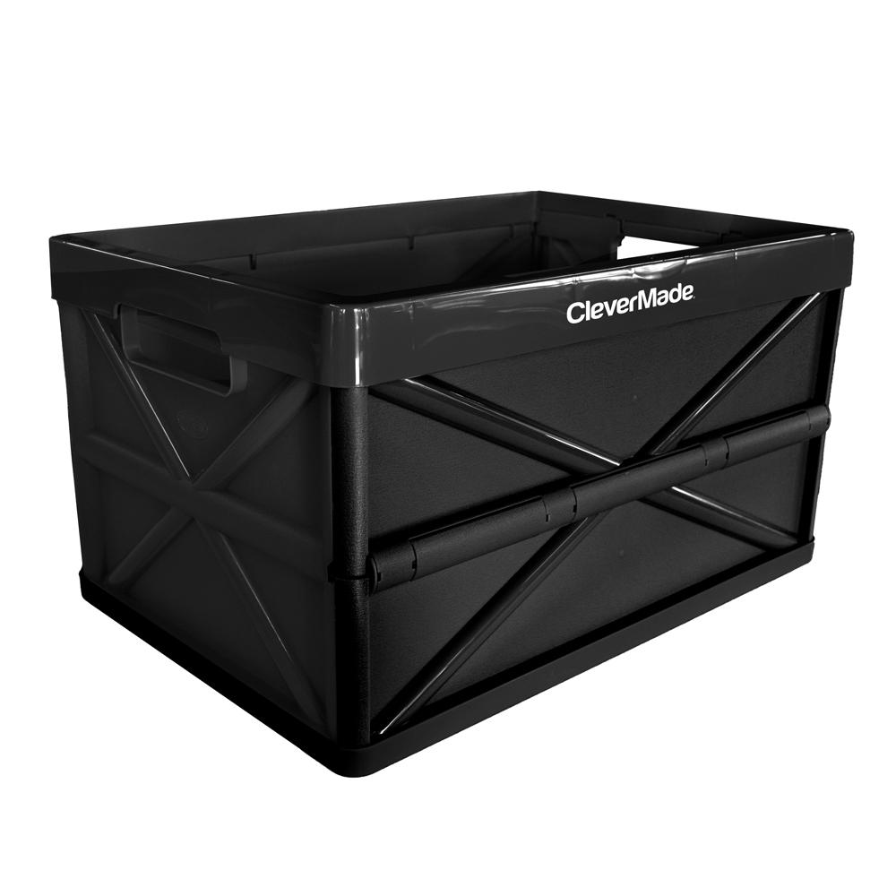 CleverMade CleverCrate Hercules 46L/48.6 qt. Plastic Collapsible Storage Box in Black8035296