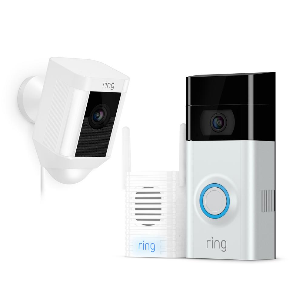 Ring Wireless Video Doorbell 2 With Chime Pro And Spotlight Cam Wired ...