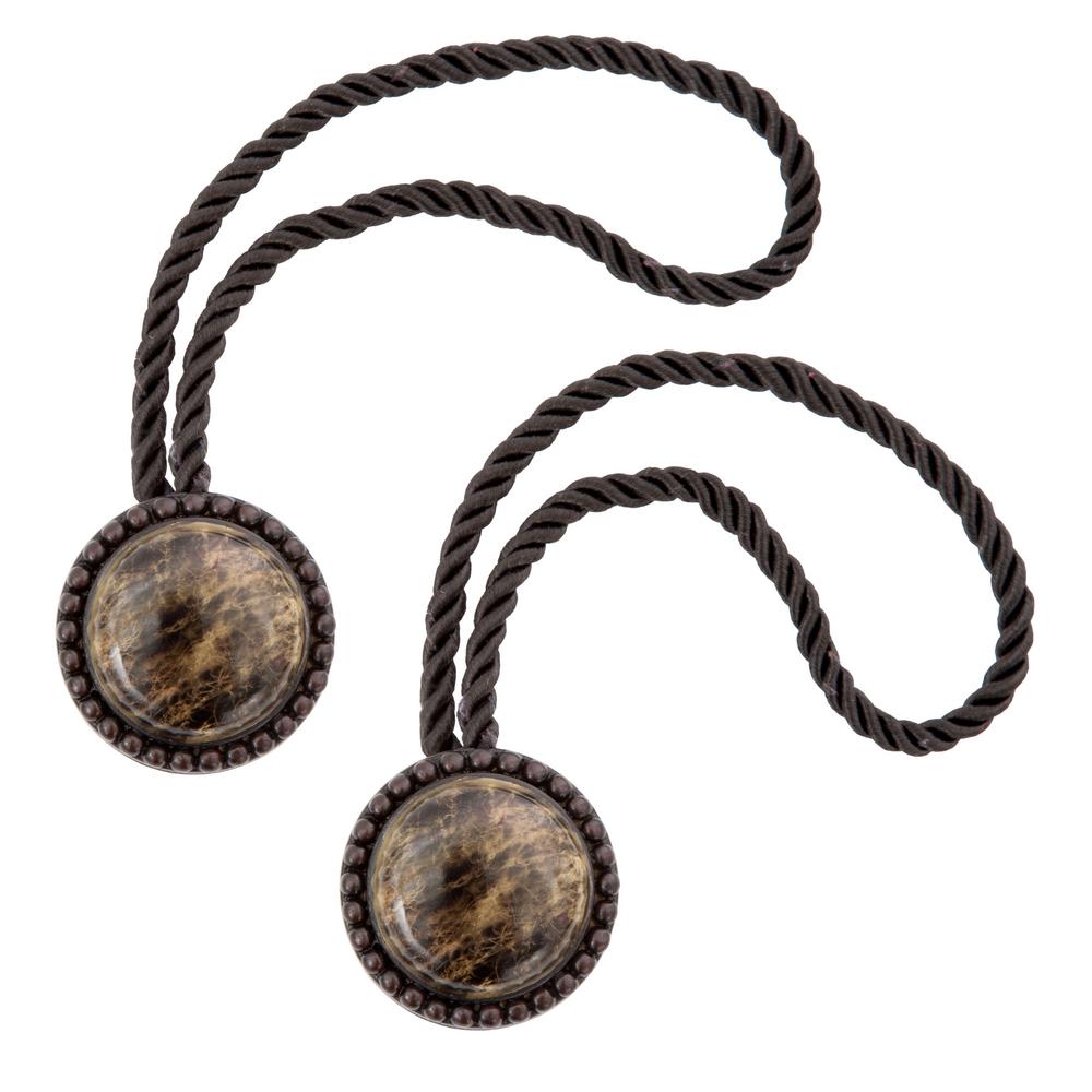 Round Medallion Brown Oil Rubbed Set of 2 Deco Window Holdback//Curtain Tieback