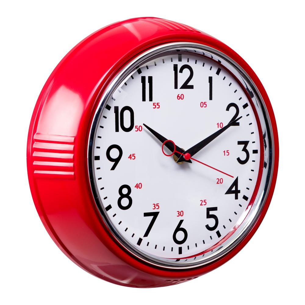 kieragrace 12 White Modern Wall Clock Red Medium