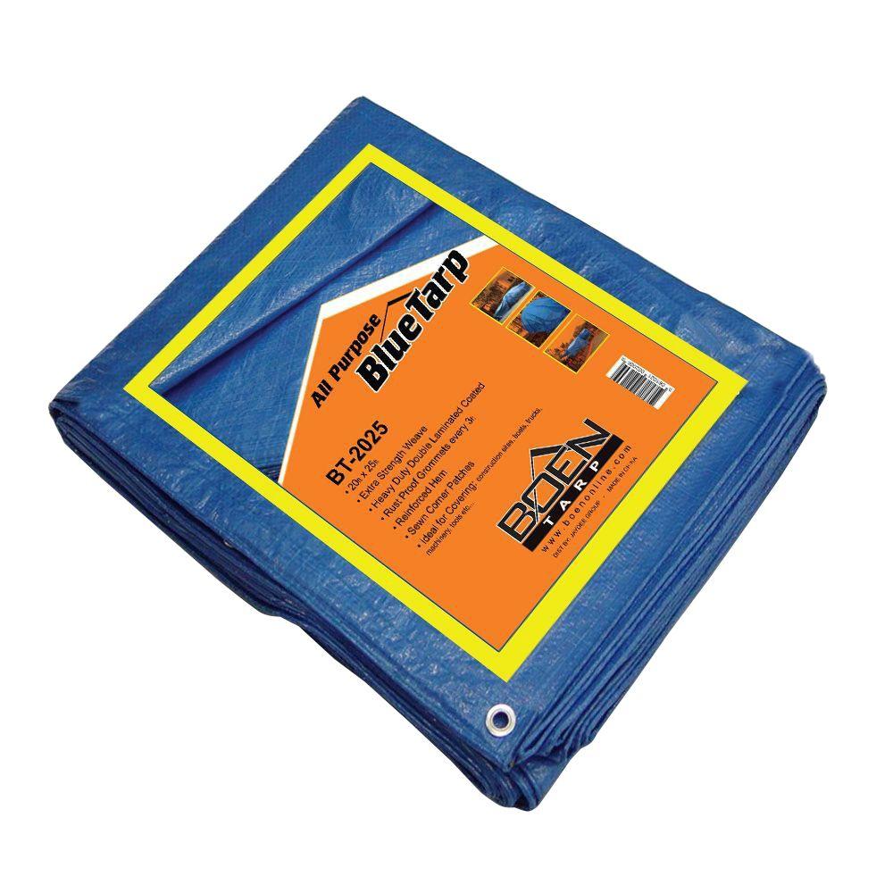 Boen 25 Ft X 20 Ft All Purpose Blue Tarp 4 Pack Bt 20254 The Home Depot 9193