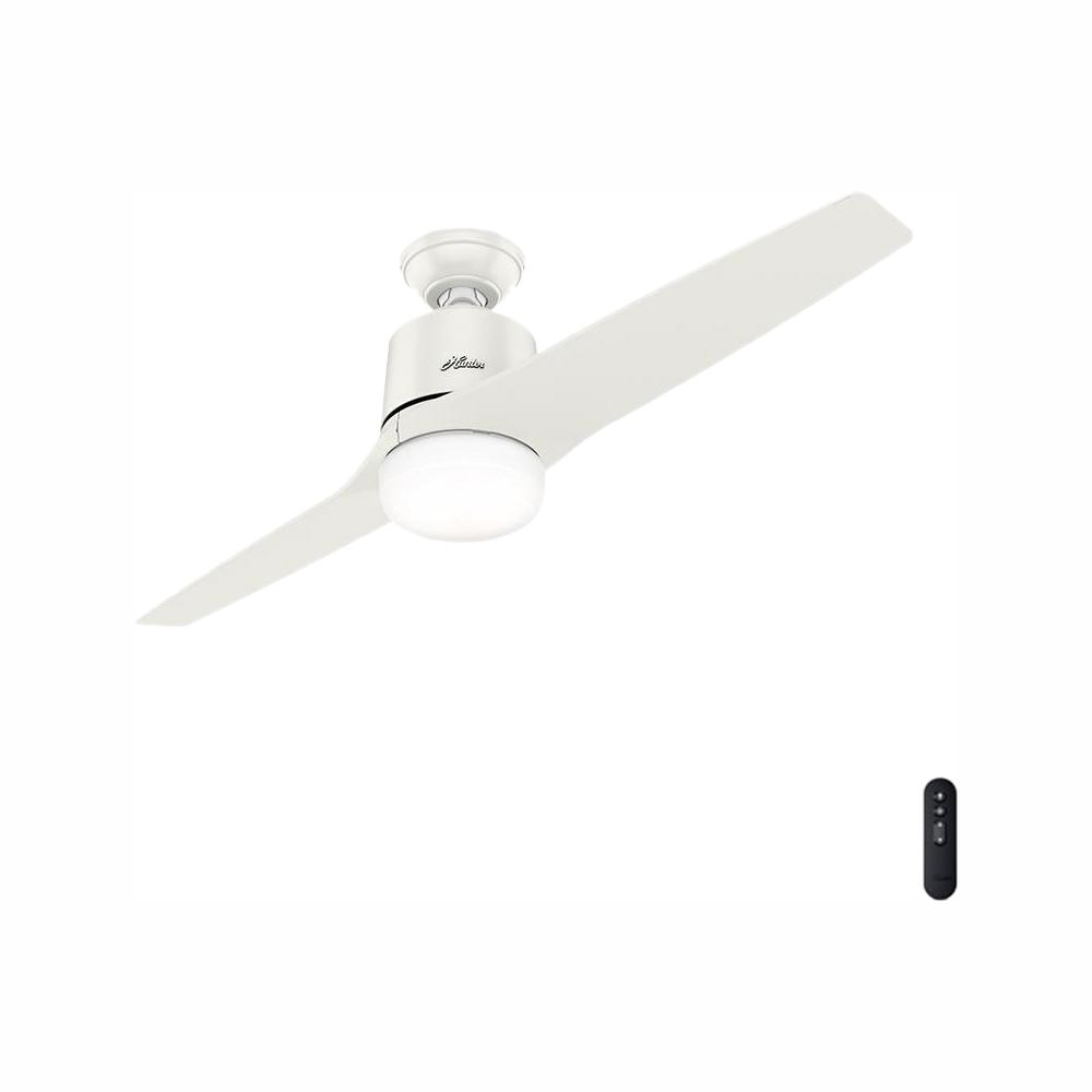 Hunter Leiva 54 In Led Indoor Fresh White Ceiling Fan With Integrated Light Kit And Handheld Remote Control
