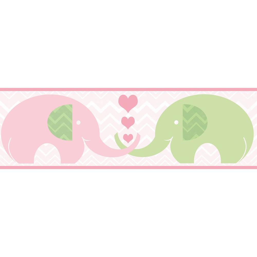 Chesapeake Tobi Pink Elephant Love Wallpaper Border SampleHAS01172BSAM