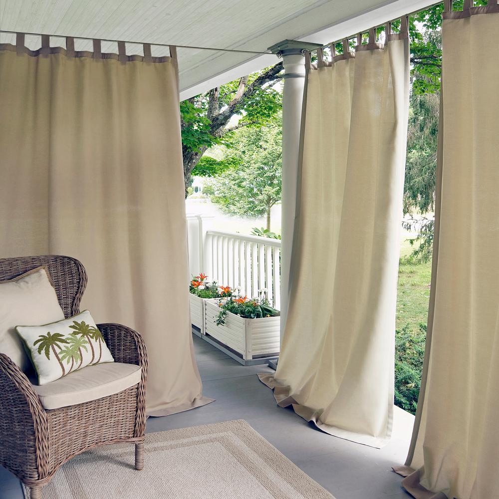 Elrene Matine Solid Tab Top Indoor Outdoor Window Curtain