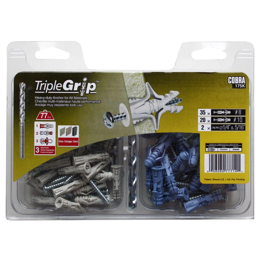 Triple Grip 8 11/4 Gray Ribbed Anchors with Screws (100Pack)171K