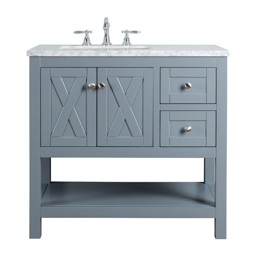 Stufurhome Anabelle 36 In Grey Single Sink Bathroom Vanity With Marble Top And White Basin - Grey Single Sink Bathroom Vanity Stufurhome Anabelle 36 In Grey Single Sink Bathroom Vanity With Marble Top And White Basin - Grey Single Sink Bathroom Vanity