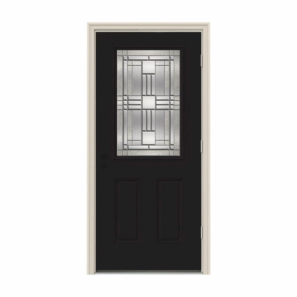 JELDWEN 34 in. x 80 in. 1/2 Lite Cordova Black Painted JELDWEN 34 in. x 80 in. 1/2 Lite Cordova Black Painted