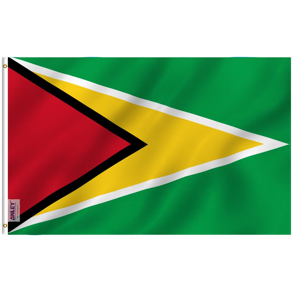 Anley Fly Breeze 3 Ft X 5 Ft Polyester Guyana Flag 2 Sided Flags Banner With Brass Grommets And Canvas Header