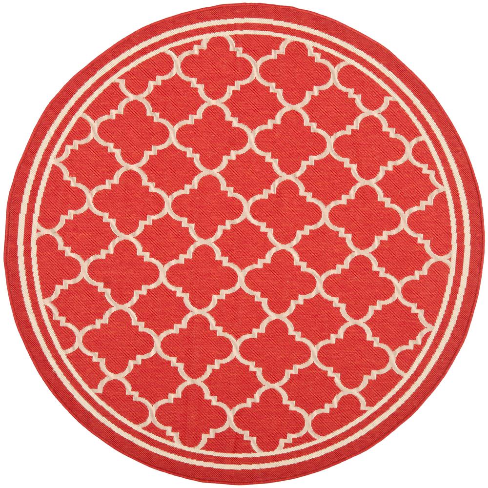 Courtyard Red Bone 4 Ft X Indoor Outdoor Round Area Rug