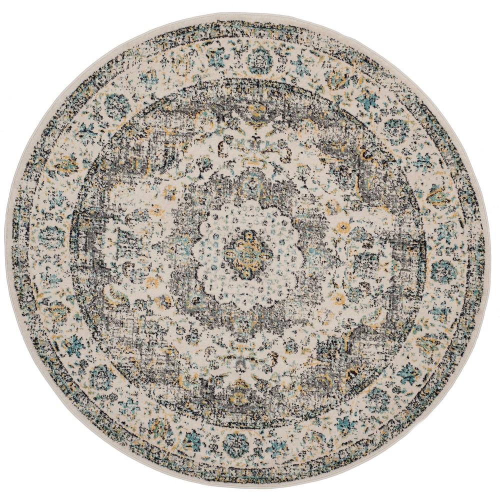 Gray Geometric Round Area Rugs The Home Depot 1 In X 5 Ft