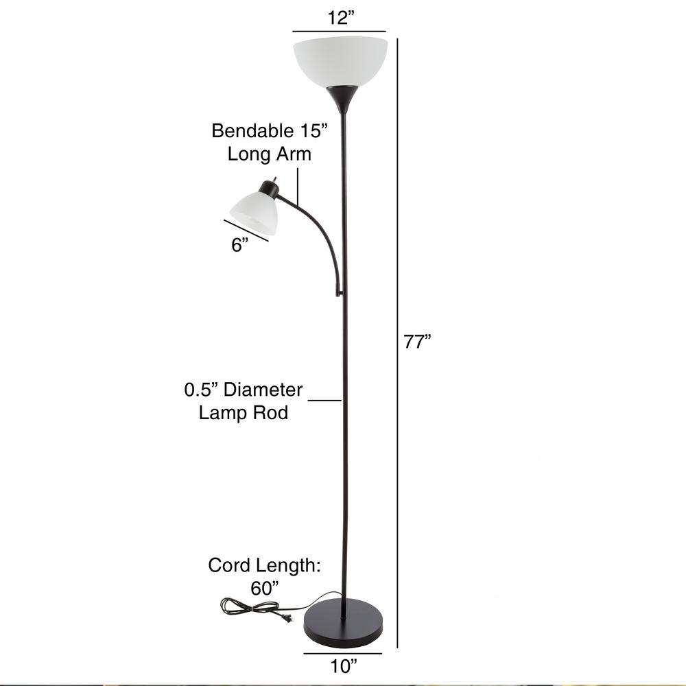Lavish Home 77 In Black Torchiere Floor Lamp With Reading Light Torchiere Floor Lamp With Reading Light