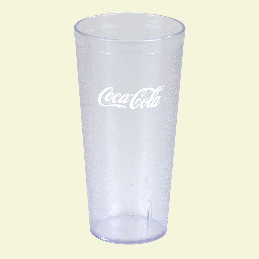 Carlisle 20 Oz San Plastic Stackable Tumbler In Clear With Coca San Plastic Stackable Tumbler In Clear With Coca Cola Logo Imprint
