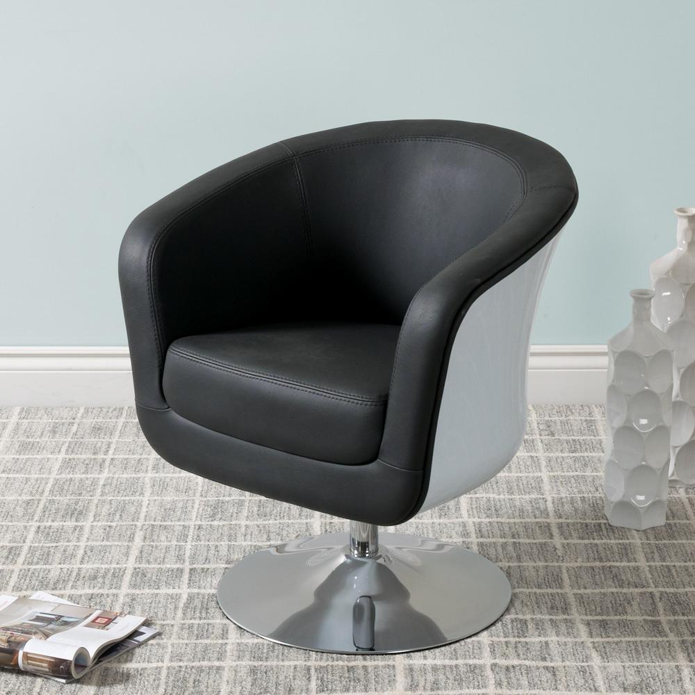 Corliving Mod Modern Black And White Bonded Leather Tub Chair Dln Corliving Mod Modern Black And White Bonded Leather Tub Chair