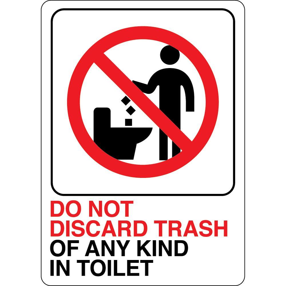 HY-KO 5 in. x 7 in. Plastic No Trash-In Toilet Sign-D-25 - The Home Depot
