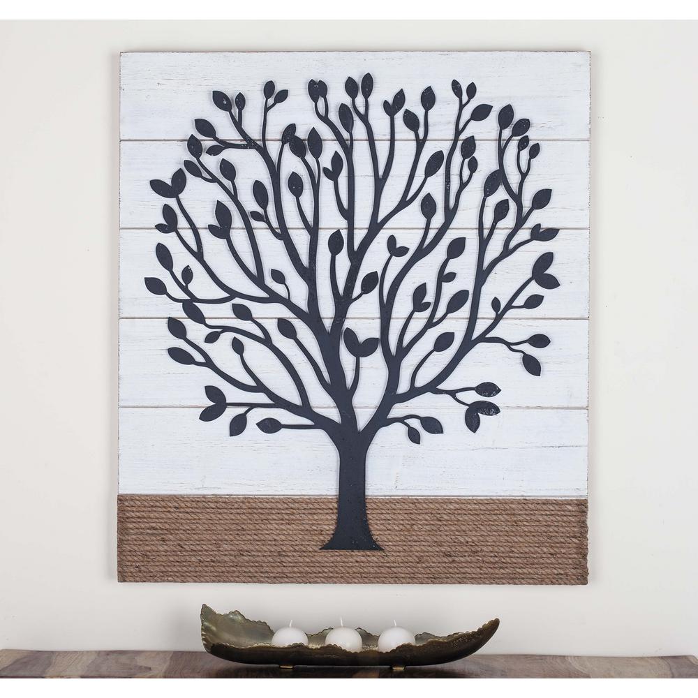 36 in x 32 in Tree Art  Iron Wood and Rope  Wall  Decor  