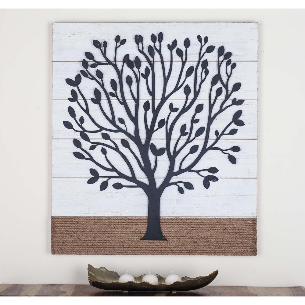 36 In X 32 Tree Art Iron Wood And Rope Wall Decor 22642 The Tree Art Iron Wood And Rope Wall Decor