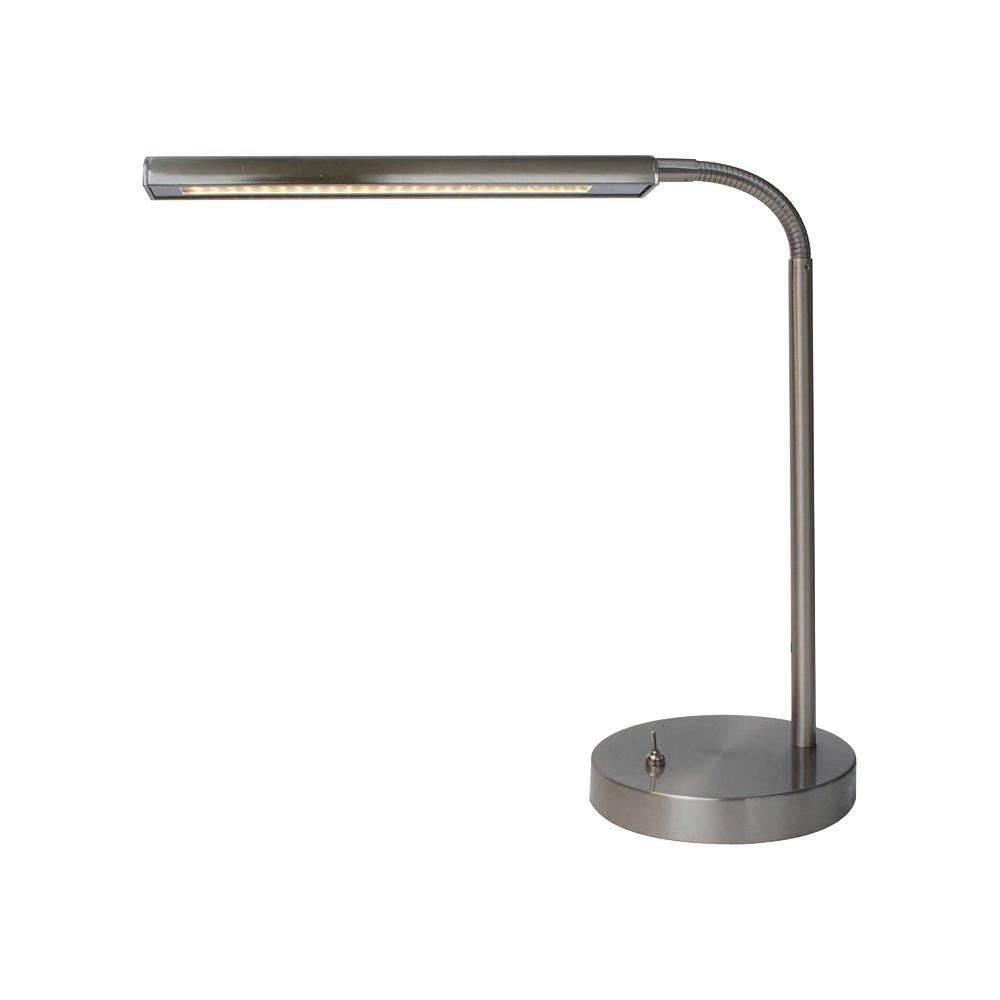 Hampton Bay 14.7 in. Satin Indoor LED Gooseneck Table Lamp ...