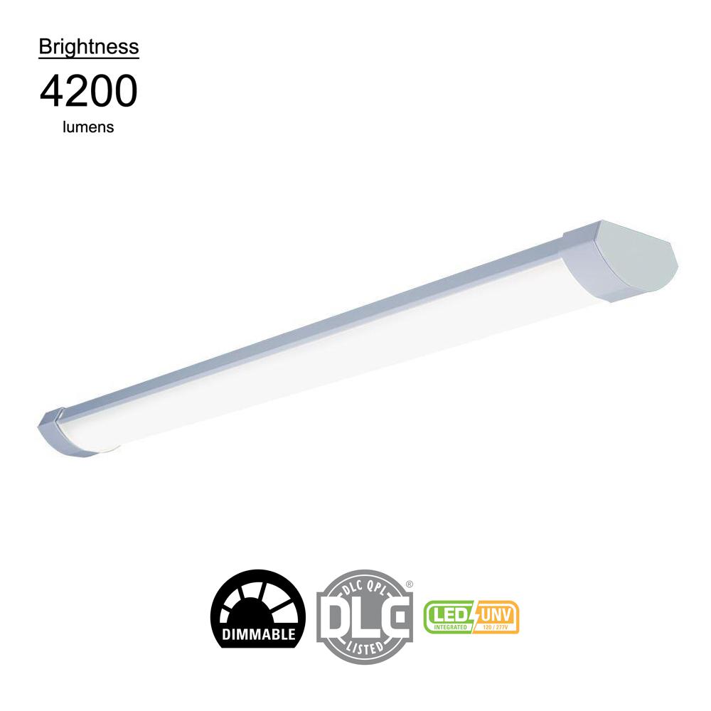 Metalux 4 Ft 64 Watt Equivalent White Contoured Low Profile Linear 64 Watt Equivalent White Contoured Low Profile Linear Integrated Led Wrap
