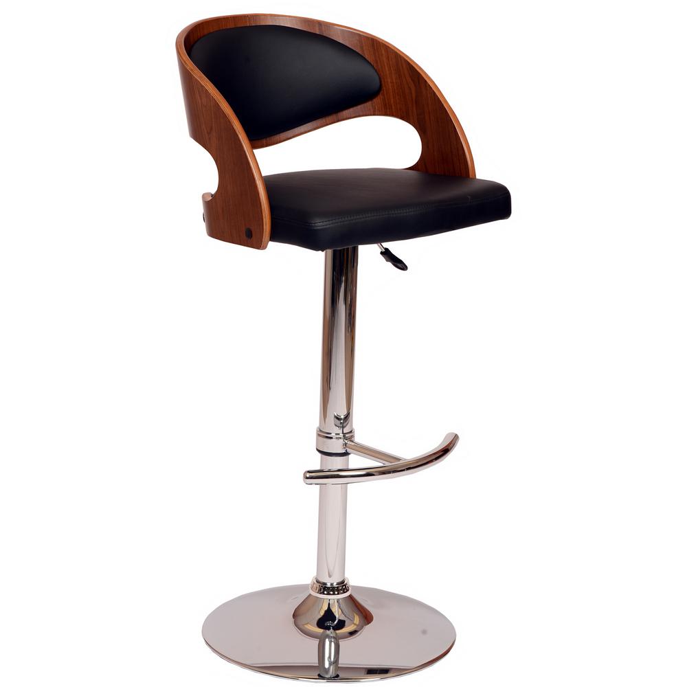 Armen Living Malibu 46 In Black Faux Leather And Chrome Finish Black Faux Leather And Chrome Finish Swivel Barstool