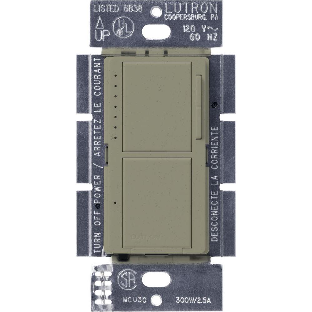 Lutron Maestro 300Watt SinglePole Dual Dimmer and Switch Greenbriar