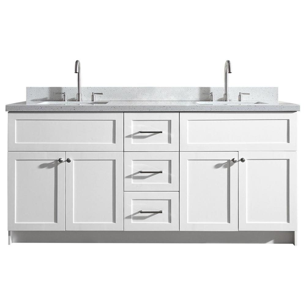 White 71 73 In Ariel Vanities With Tops Bathroom Hamlet 73 In Bath Vanity White With Quartz Top