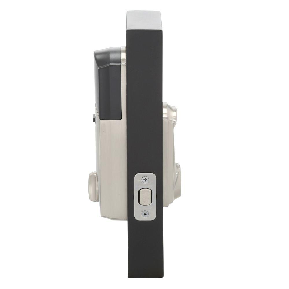 Schlage Camelot Satin Nickel Connect Smart Door Lock With Alarm Be469wk V Cam 619 The Home Depot