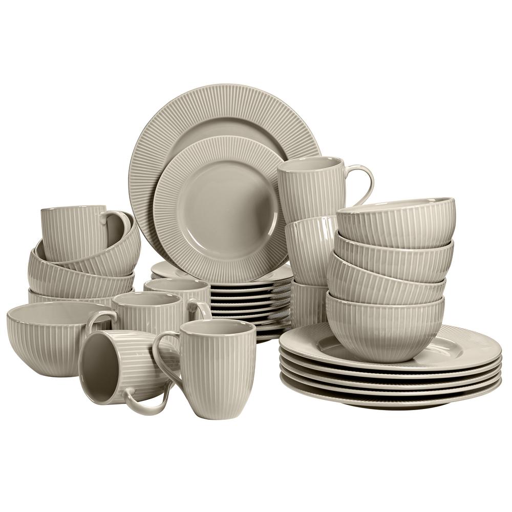 Over And Back Chester 32-Piece Grey Dinnerware Bundle 908448 - The Home ...