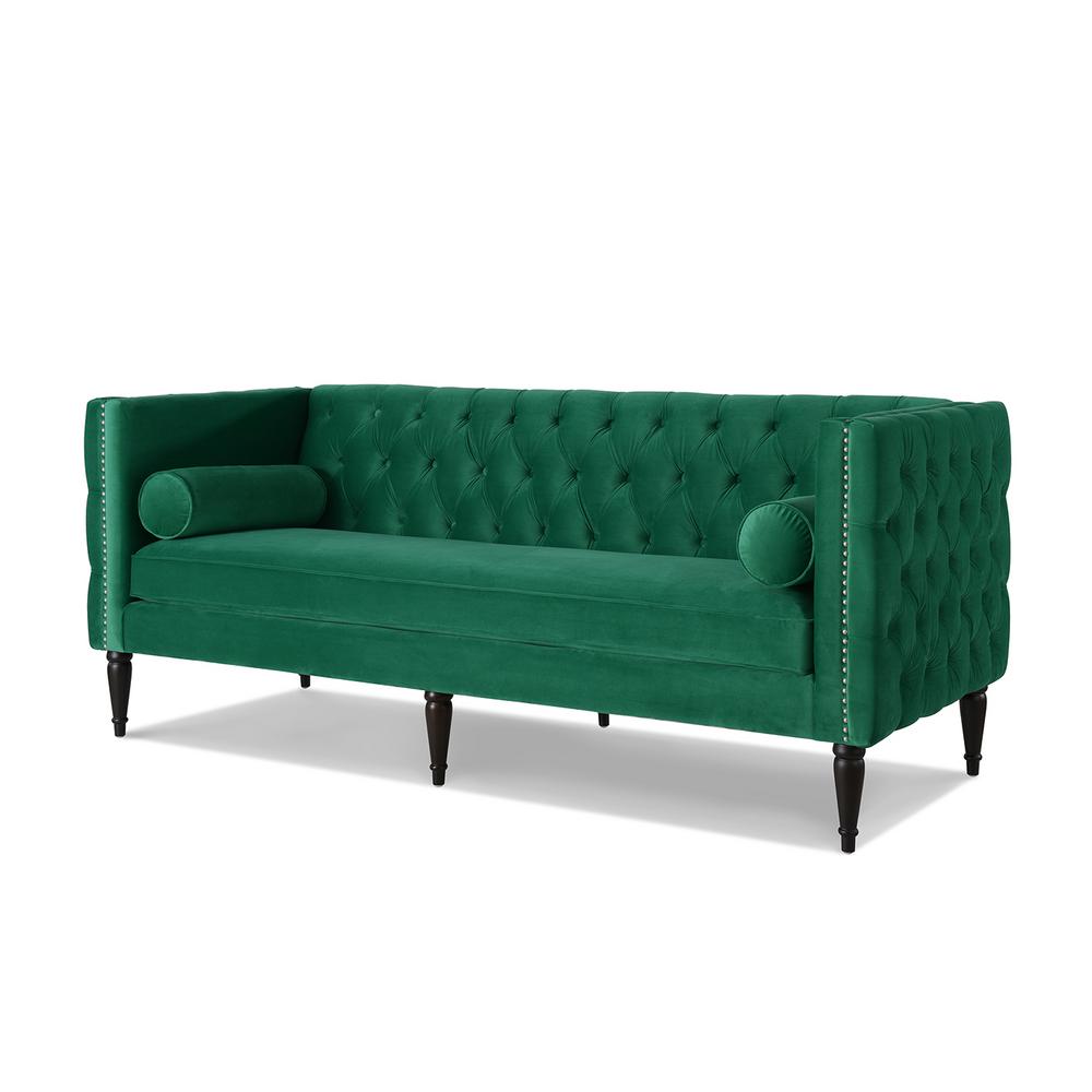 Jennifer Taylor Home Diane Ultramarine Green Button Tufted Tuxedo Sofa