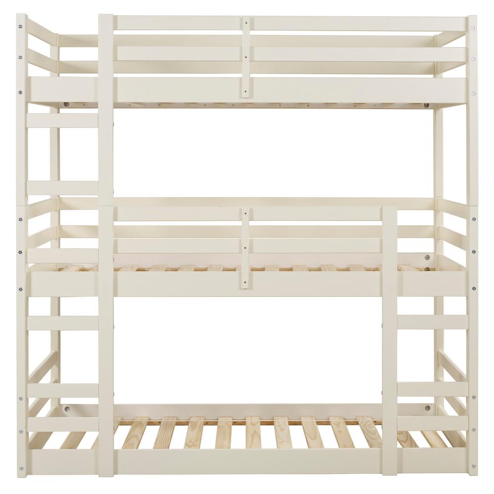 Walker Edison Furniture Company Solid Wood White Twin Triple Bunk Solid Wood White Twin Triple Bunk Bed
