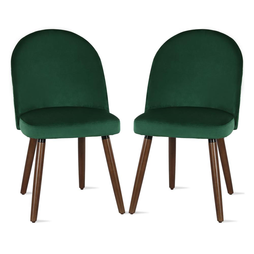 Novogratz Burma Green Upholstered Wood Leg Dining Chair 2 Pack Dl8454c G The Home Depot
