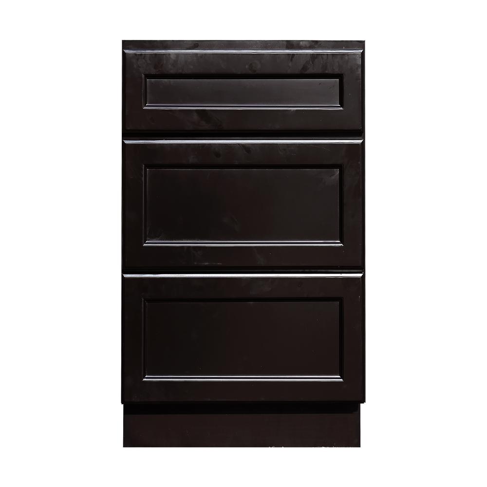 La Newport Ready To Assemble 18x34 5x24 In Base Cabinet With 3 Drawers In Dark Espresso