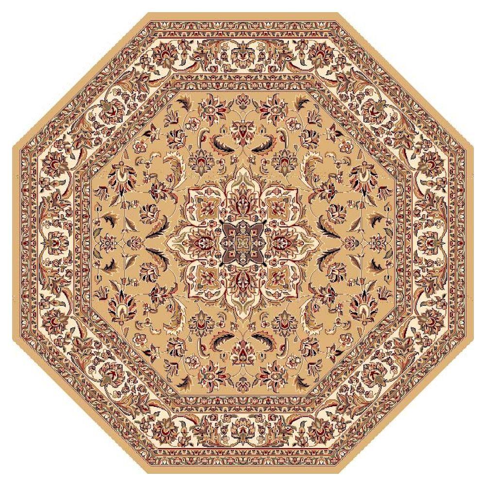 Kas Rugs Classic Medallion Beige 7 ft. 7 in. x 7 ft. 7 in. Octagon Area