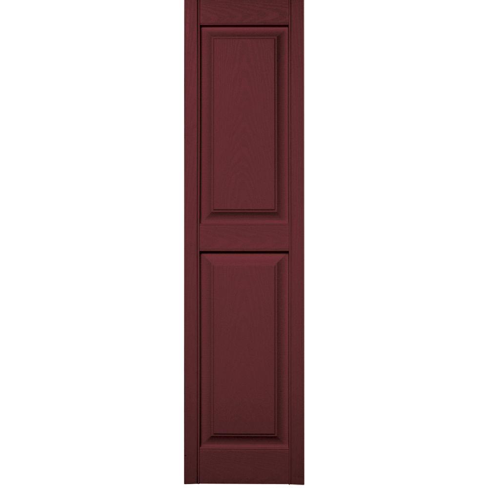 Builders Edge 15 in. x 59 in. Raised Panel Vinyl Exterior Shutters Pair in 078 Wineberry